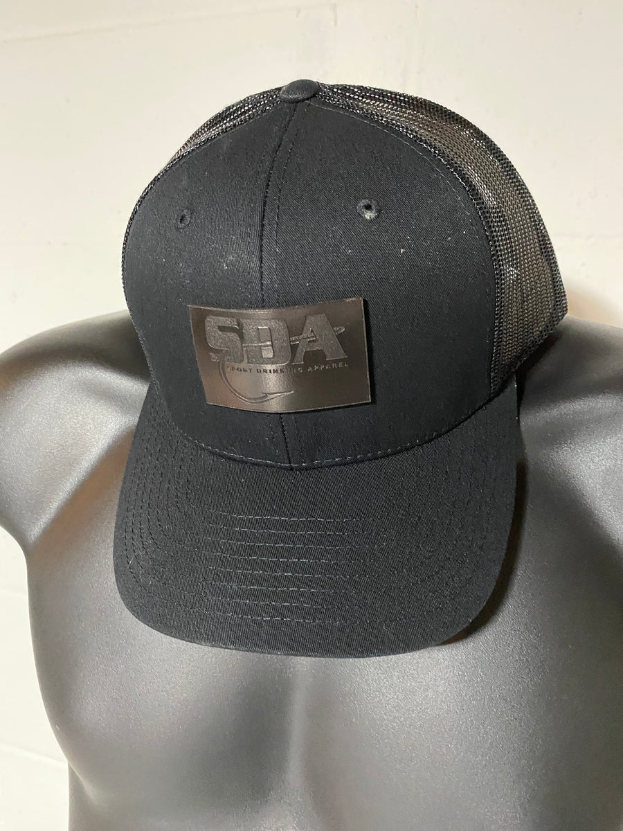 SDA Black Leather Snap Back Sport Drinking Apparel